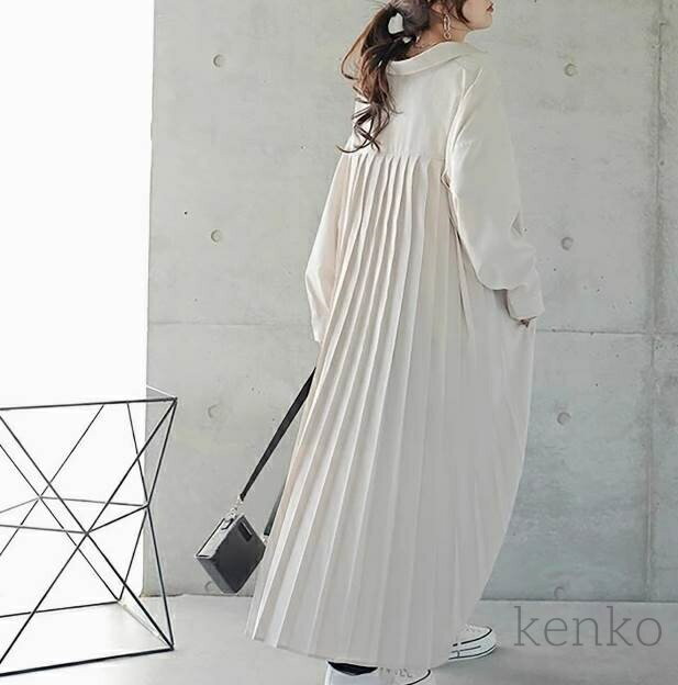 【送料無料】ワンピース レディース シャツ ブラウス 白シャツ 白トップス シャツワンピース 秋 冬 ロ..