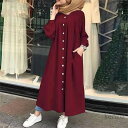 【送料無料】シャツワンピース ワンピース レディース ロング ワンピース ロング シャツワンピ 長袖 春 秋 カジュアル 体型カバー 無地 ゆったり