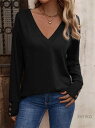 【送料無料】Tシャツ tシャツ レディース Vネック 長袖 ベーシック プルオーバー トップス ブラウス 春 秋 冬 tシャツ カジュアル 大きいサイズ