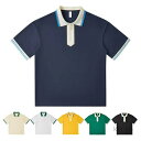 【送料無料】カットソー 半袖 メンズ レディース ポロシャツ 配色 Tシャツ 半袖ポロシャツ カジュアル ゆったり 夏 夏服 学院風 半袖Tシャツ tシャツ