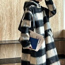 【送料無料】ダッフルコート レディース ウール ロングコート チェック ロング アウター フード付き コート 韓国ファッション 春 秋 冬 防寒 厚手 暖かい