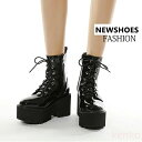 【送料無料】厚底ブーツ ショート レディース 秋冬 厚底 8cm 前厚 編み上げ シンプル 太ヒール プラットフォーム ショートブーツ アンクルブーツ 歩きやすい