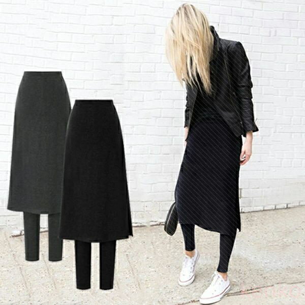 【送料無料】スカートレギンス 重ね着スカート 体型カバー レディース レギンス スカート ストレッチ 大きいサイズ ミモレ丈 フレア スカート付き ファッション