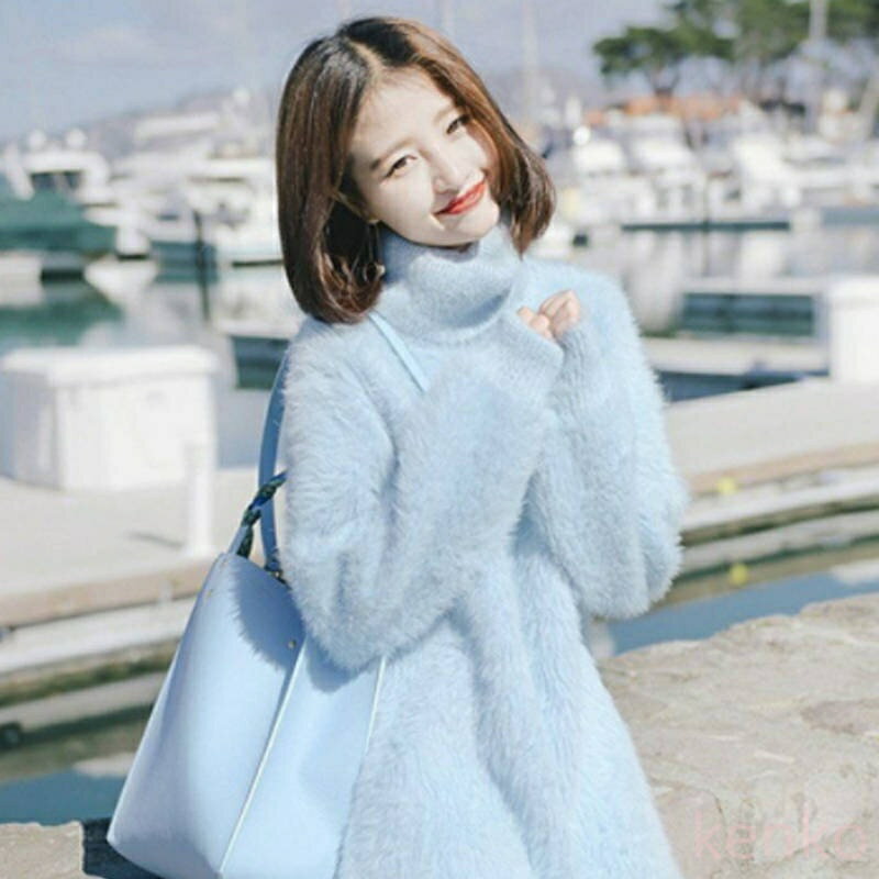 【送料無料】ロングワンピース レディース 秋冬 ハイネックワンピース ストレートワンピース ニットワンピース プルオーバー ミディアム丈 ゆったり