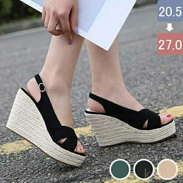 【送料無料】痛くない 歩きやすい 美脚 疲れにくい サンダル レディース ヒール ウエッジソール サンダル かかとなし エスパドリーユ ウェッジソール 厚底