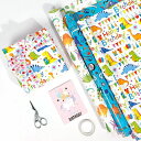 【送料無料】3枚入り 包装紙 ラッピングペーパー 誕生日 恐竜 可愛い柄 厚手 大判 破れにくい 誕生日 お祝い 子供 プレゼント包装 DIY手作り オシャレ ...