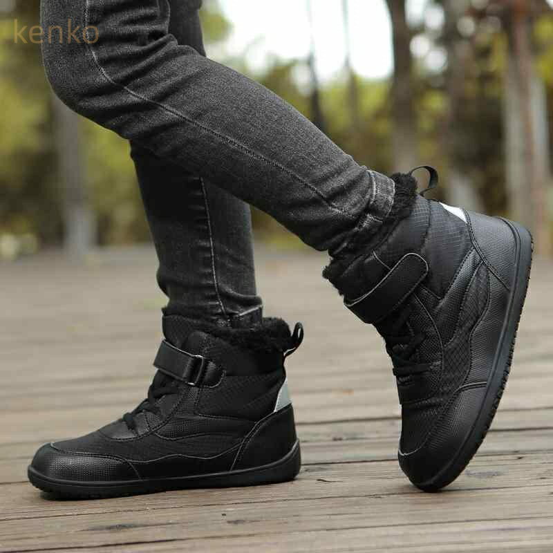 スノーブーツ 男の子 キッズ ジュニア 秋冬 防寒 保温 裏ボア 厚底 防水 防滑 キャンバス 合成皮革 カ..