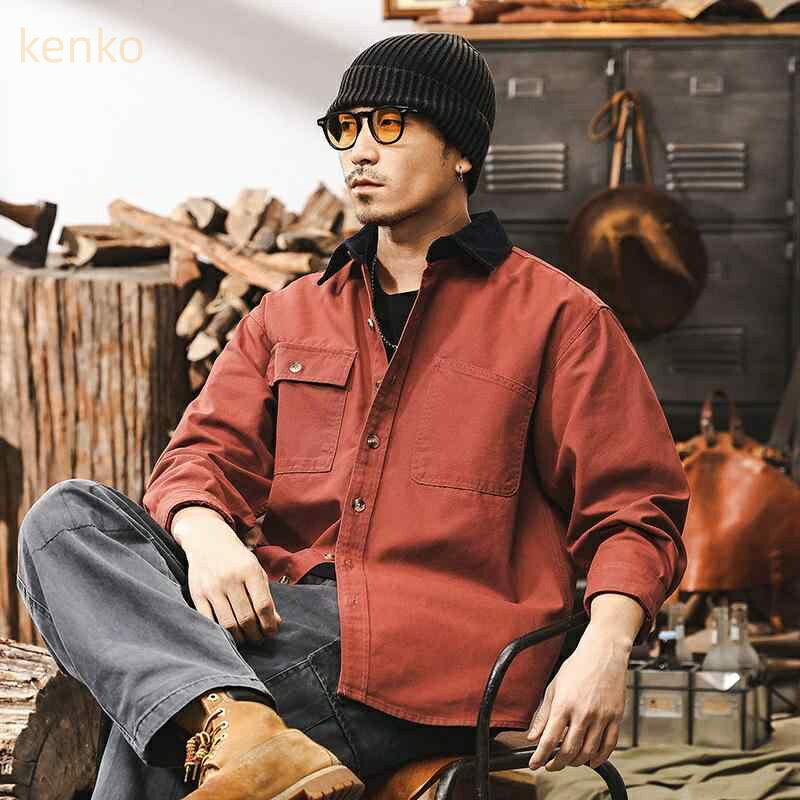 シャツ メンズ 起毛 ワークシャツ トップス アメカジ アメリカンヴィンテージ カジュアル ゆったり オーバーサイズ 襟付き コットン 綿 イージーケア 無地 春夏 アウトドア 男性用