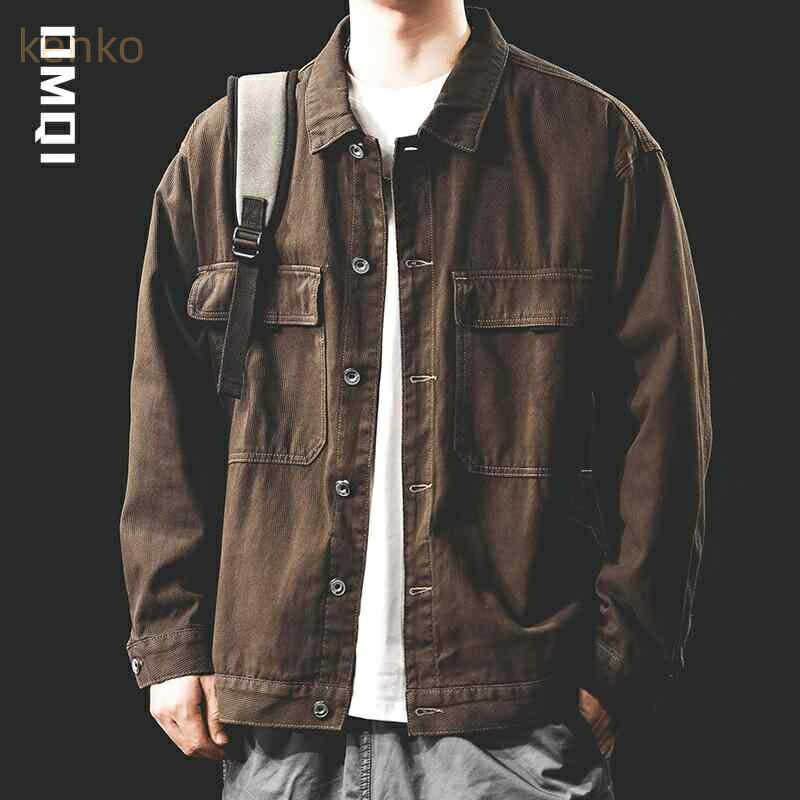 Gジャン メンズ デニムジャケット 男性用 綿 高密度ツイル ヘビーウェイト アメリカン アメカジ レトロ ヴィンテージ ワークジャケット ゆったり ルーズ ビッグシルエット オーバーサイズ 大きいサイズ 高級感 春秋 アウター