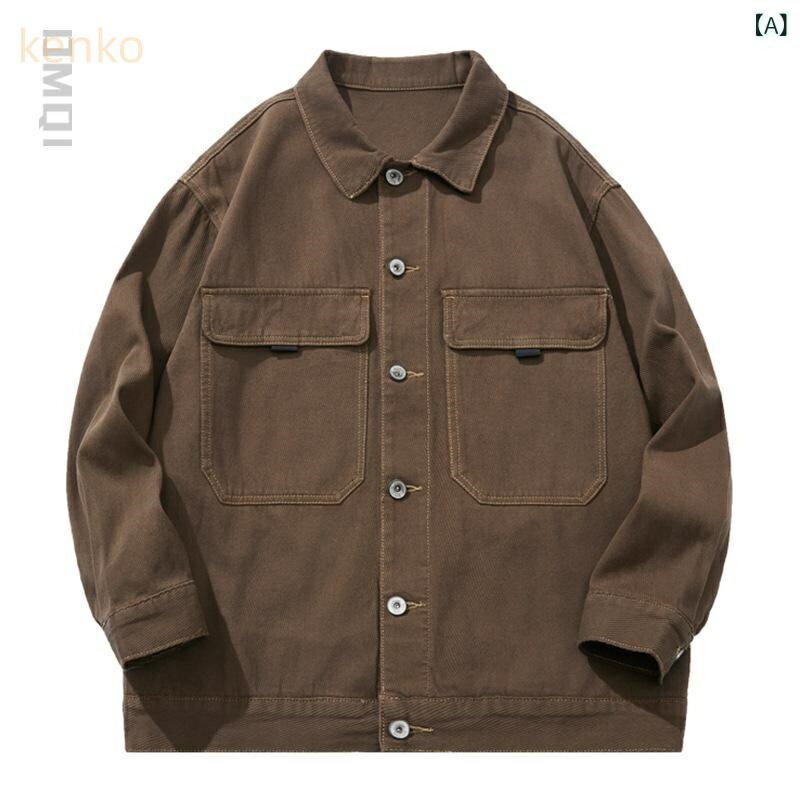 Gジャン メンズ デニムジャケット 男性用 綿 高密度ツイル ヘビーウェイト アメリカン アメカジ レトロ ヴィンテージ ワークジャケット ゆったり ルーズ ビッグシルエット オーバーサイズ 大きいサイズ 高級感 春秋 アウター