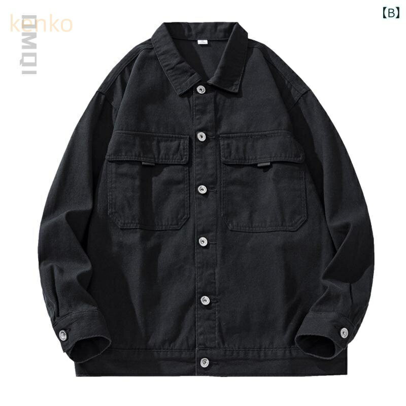 Gジャン メンズ デニムジャケット 男性用 綿 高密度ツイル ヘビーウェイト アメリカン アメカジ レトロ ヴィンテージ ワークジャケット ゆったり ルーズ ビッグシルエット オーバーサイズ 大きいサイズ 高級感 春秋 アウター