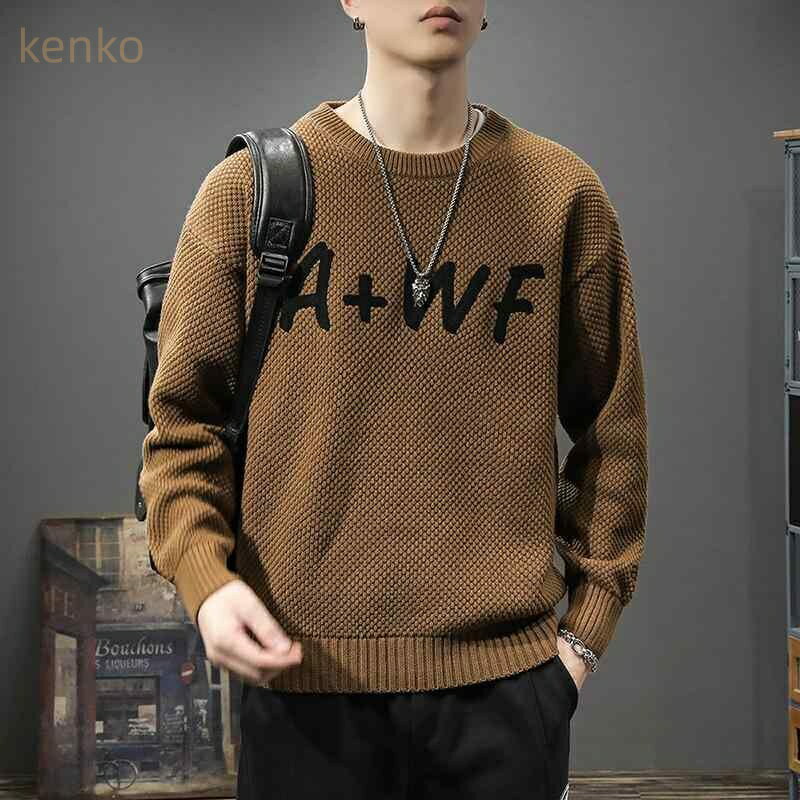 ニット メンズ 春秋 高級感 トレンド プルオーバー セーター ざっくり 太編み ゆったり ルーズ ビッグシルエット 厚手 ヘビーウェイト レトロ ヴィンテージ カジュアル