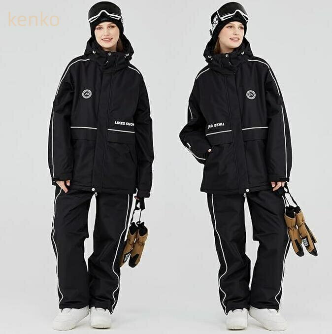 2色 安値挑戦スキーウェア スノボーウェア 可愛い 大きいサイズ ペアスノーウェア ジャケット パンツ ..