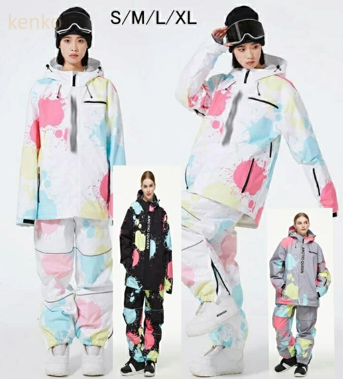3色 安値挑戦 スノーボードウェア 上下セット スノボ セットアップ スキーウェア スノボウェア レディ..