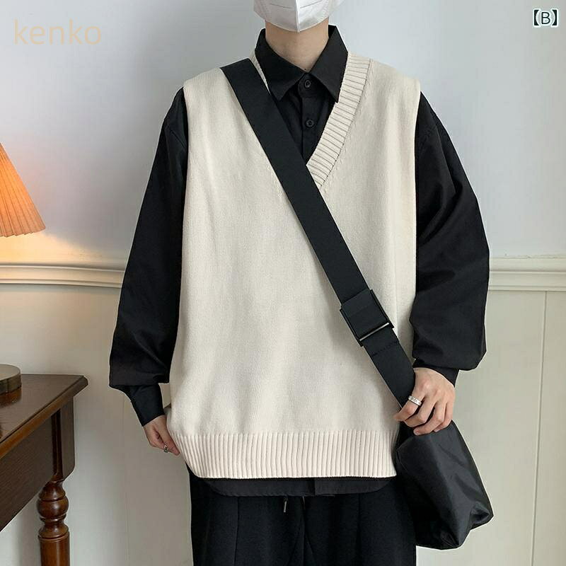 ファッション 春夏 秋冬 かっこいい オシャレ モテ 男性用 紳士服 服 韓国 シンプル 大人 チョッキ ベスト セーター メンズ 春