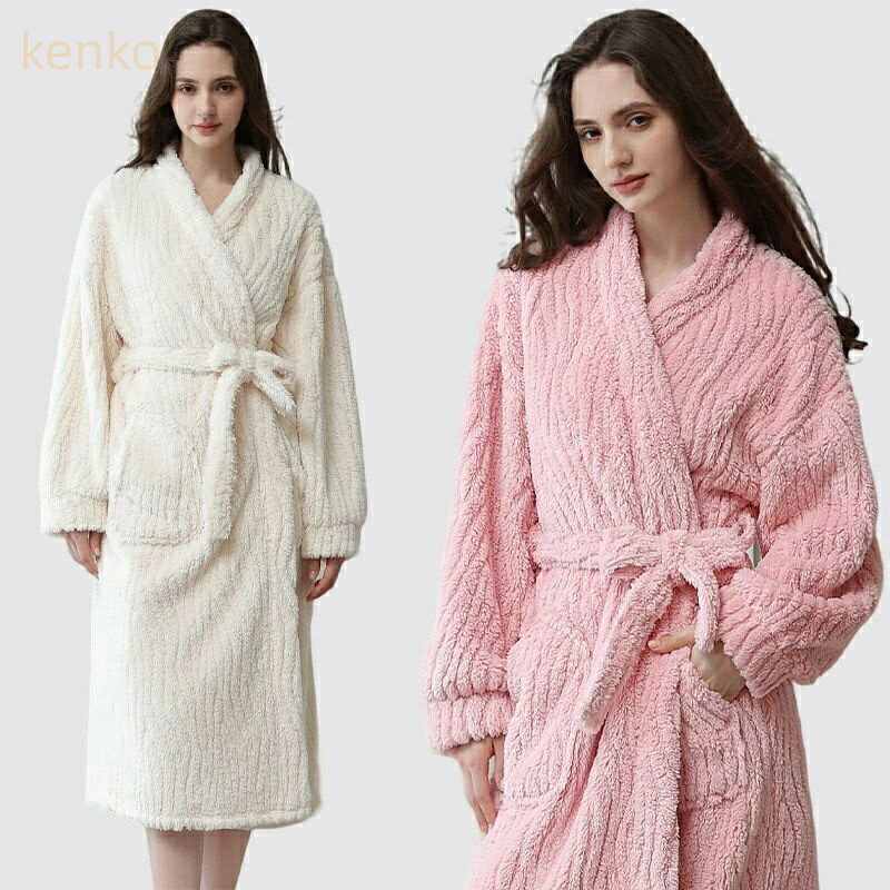 レディース もこもこ 厚手 綿 フラワー 防寒 冬 ロング 長袖トップス ルームウェア タオル地 ママ バスローブ単品 大きいサイズ