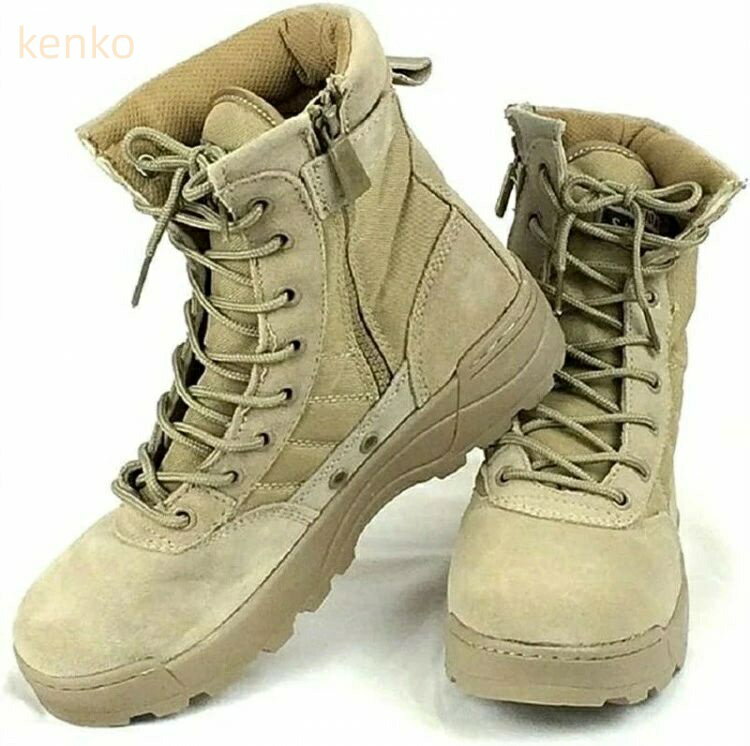 ミリタリーブーツ タクティカルブーツ 迷彩 ライダーブーツ シューズ サバゲ サイドジッパー 作業靴