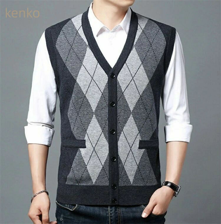 ニットベスト メンズ 前開き Vネック ウール ビジネス ボタンフロント カジュアル セーター Vネックカーディガン 春 秋 冬 防寒 チョッキ ニット フォーマ 仕事 大きいサイズ トップス