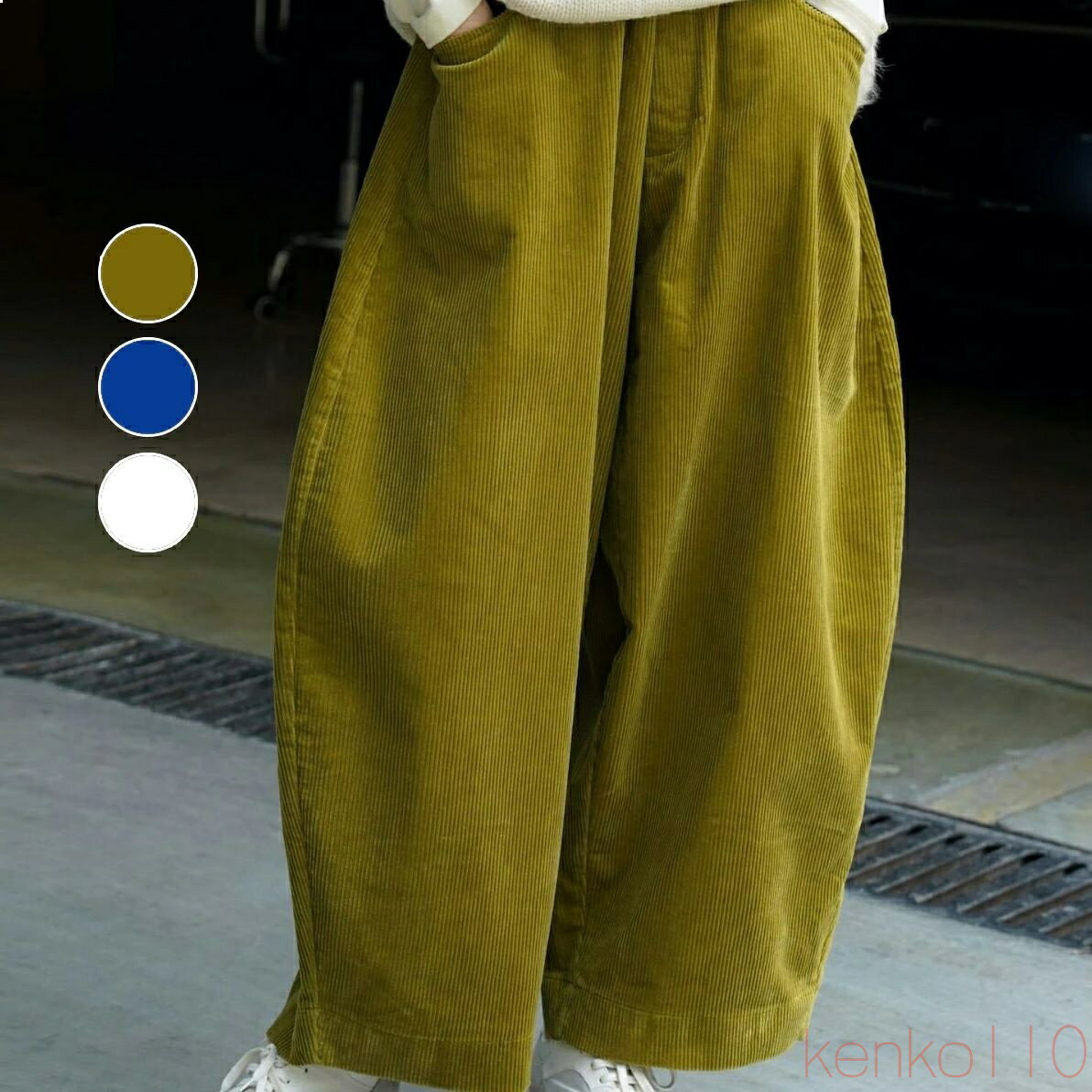 【送料無料】コーデュロイパンツ レディース 秋冬 ゆったり イージーパンツ パンツ ボトムス おしゃれ コーデュロイ ウエストゴム ズボン あったかパンツ 無地 体型カバー リ