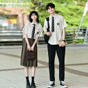 【送料無料】カップル ペア tシャツ ブランド シャツ ネクタイ シンプル 夏 セットアップ 学生 ワンピース ペアルック ジャンパースカート 春夏 服 メンズ 半袖 レディース