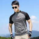 【送料無料】ゴルフウェア 半袖 メンズ 無地 シンプル カジュアル 薄手 軽量 tシャツ uネック アウトドア 通気 速乾 夏 ポロシャツ トップス 大きいサイ...