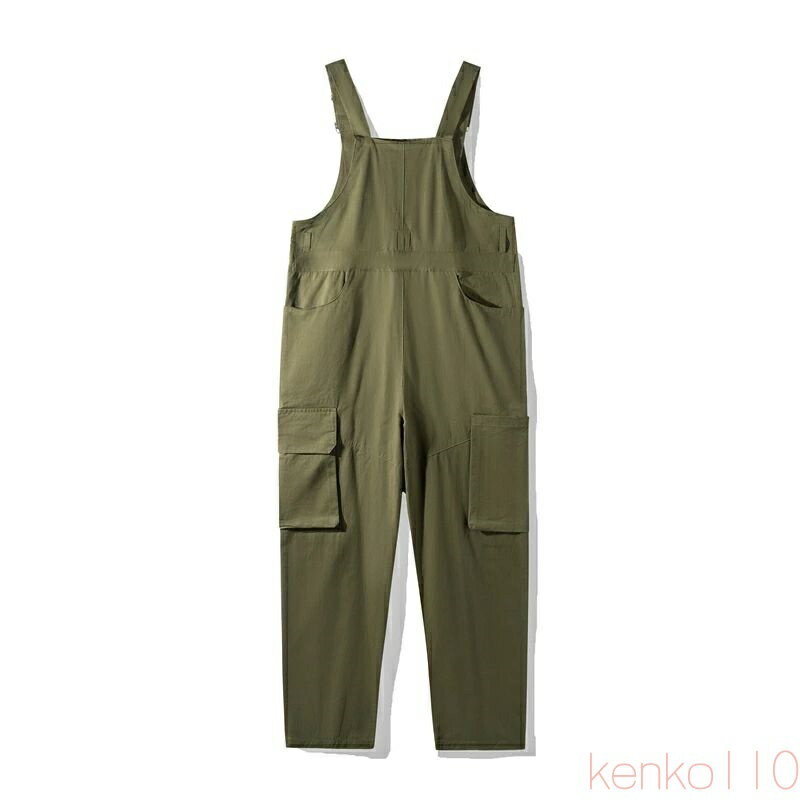 【送料無料】オーバーオール メンズ サロペット ワイド 緑 ストレート 多ポケット 秋 パンツ つなぎ 秋冬 おしゃれ 作業着 オールインワン ボトムス 大きいサイズ 20代 30代