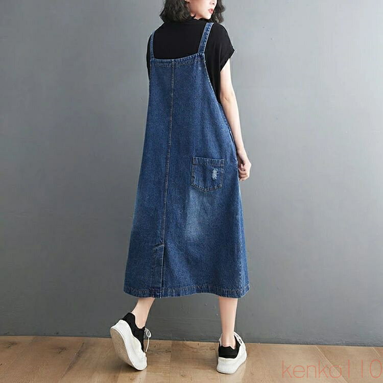 【送料無料】デニムワンピース ジャンパースカート キャミワンピ サロペット オールインワン ロングワンピース カジュアルワンピ 体型カバー レディース レディース 春 夏