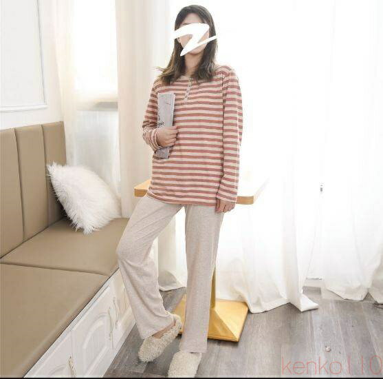 【送料無料】セットアップ レディース ルームウエア 部屋着 パジャマ ロンT 長袖カットソー 長ズボン ロング丈パンツ ウエストゴム 薄手 ヘンリーネック クルーネック ラウン