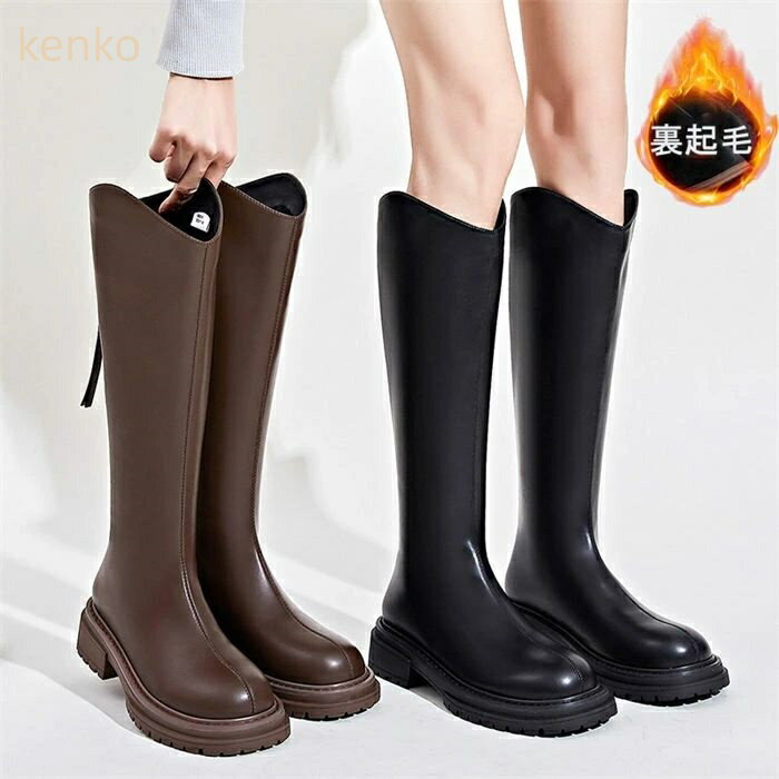 レディース ロングブーツ 5cm ヒール 新作 脚長 ブーツ 効果 細見え 美脚 歩きやすい 防寒 履きやすい 柔らかい カジュアル 痛くない レディース 韓国 厚底 あったか 軽量 シューズ 靴 裏起毛 カジュアル 通勤 膝丈 ブーツ 秋冬