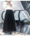 韓国ファッション 秋服 ハイウエスト秋 Aラインプリーツ ミドル丈 レース チュチュスカート ロング丈 無地 スカート