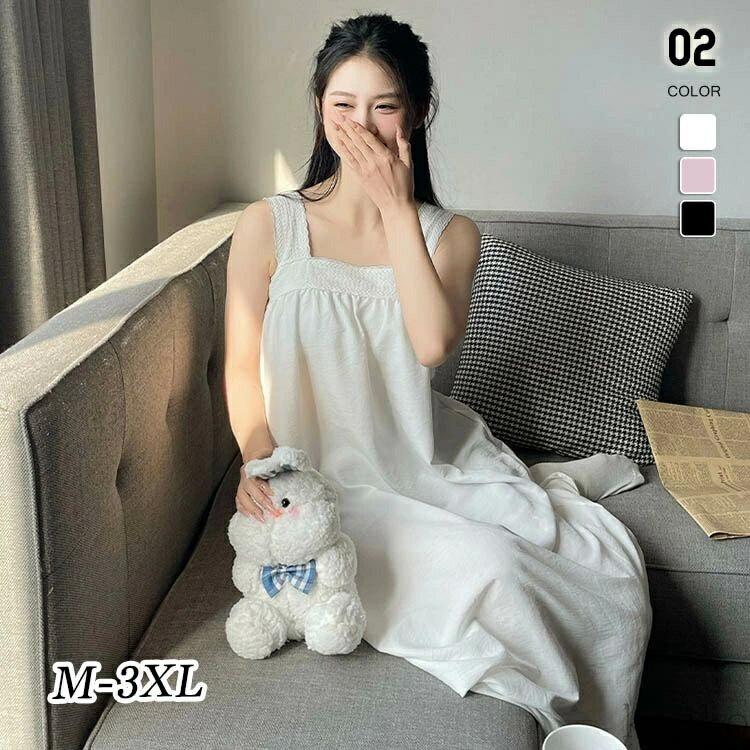 【送料無料】レディース キャミソール 春夏 ルームワンピース ルームウェア 婦人 パッド付き カップ付き 部屋着 寝間着 パジャマ ワンピース