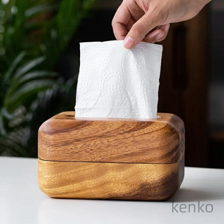 【送料無料】ギフト 新築祝い インテリア 北欧 木製雑貨 シンプル ティッシュボックス ウォールナット ティッシュカバー ト式開閉 [2]