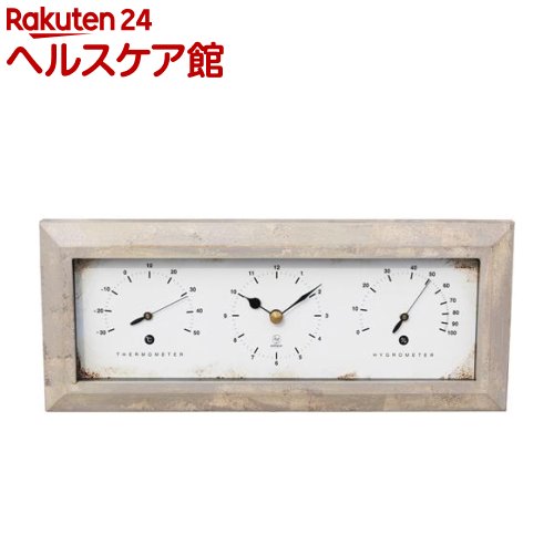 温湿度計付き Antique Clock 置き掛け兼用 ヨコ ホワイト YT-900(1台)