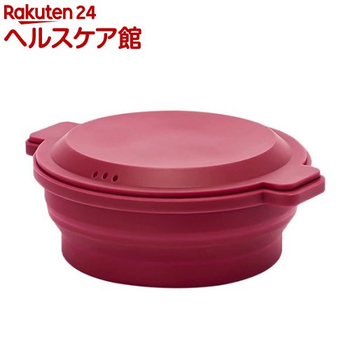 トーン フタがお皿になるシリコンスチーマー 丸型 ワインレッド SG-04(1個)【トーン(tone)】