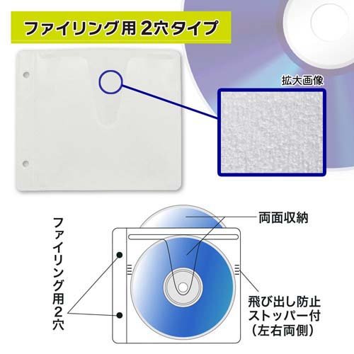 Blu-ray＆DVD＆CD 不織布スリーブ 両面収納 RBR200W(100枚入)【OHM】