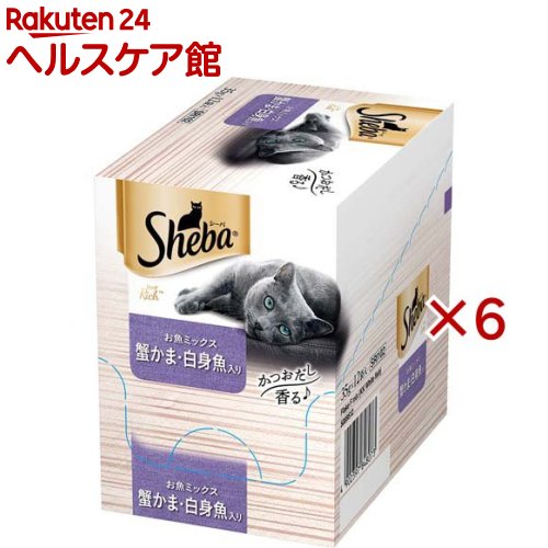 Natural - シーバ リッチ お魚ミックス 蟹かま・白身魚入り 成猫 キャット ウェットフード(12袋入×6セット(1袋35g))【シーバ(Sheba)】