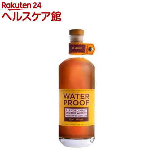 お店TOP＞水・飲料＞お酒＞蒸留酒＞スコッチウイスキー＞ウォータープルーフ (700ml)【ウォータープルーフの商品詳細】●スコットランド スペイサイド、ハイランド地区の7つの蒸留所のモルトをブレンドしたブレンデッドモルト(ピュアモルト)スコッチウイスキーです。●ブレンドにはシェリー樽貯蔵のモルト原酒を多く使用し、45.8度と高めのアルコール度数に調整することで、フルーティな芳香と、甘みがある複雑で深い味わいに仕上がっております。●英国のデザイナー チャールズ・マッキントッシュが生んだゴム引きのレインコート(通称マッキントッシュ レインコート)から着想を得たイエローカラーのラベルデザイン。●Water「水」から来る「ピュア」なイメージと、イエローカラーからくるアウトドアで活動的なイメージを訴求しております。●アルコール度数45.8度【品名・名称】ウイスキー【ウォータープルーフの原材料】モルト【保存方法】直射日光を避け、温度差の少ない、乾燥しすぎない冷暗な場所で保存。強いにおいのものとは一緒にしないでください。【注意事項】飲酒は20歳になってから。【原産国】スコットランド【発売元、製造元、輸入元又は販売元】日本酒類販売20歳未満の方は、お酒をお買い上げいただけません。お酒は20歳になってから。リニューアルに伴い、パッケージ・内容等予告なく変更する場合がございます。予めご了承ください。日本酒類販売104-8254 東京都中央区新川1-25-40120-866023広告文責：楽天グループ株式会社電話：050-5577-5042[アルコール飲料]