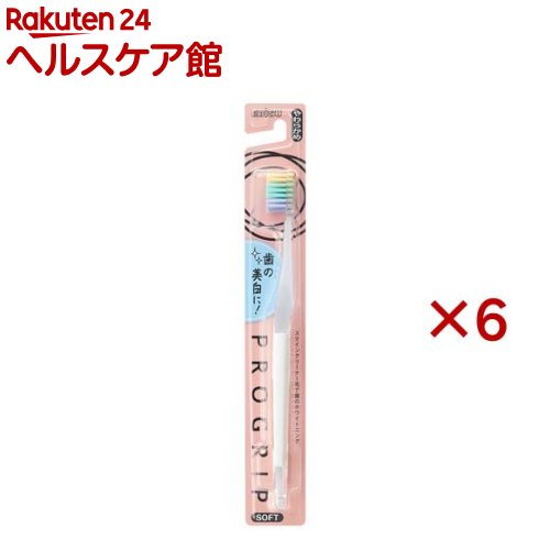 お店TOP＞日用品＞オーラルケア＞歯ブラシ(ハブラシ)＞歯ブラシ やわらかめ＞プログリップハブラシ type III やわらかめ (6セット)【プログリップハブラシ type III やわらかめの商品詳細】●一本一本がラバーに覆われた特殊毛「ステインクリーナー毛」を採用●三角断面の毛が歯面の着色汚れ(ステイン)を効果的に除去します。●パステルカラーの3色の毛を使用した、ストレートカット(フラット毛)で歯垢(プラーク)も除去できる●暮らしになじむインテリア性の高いデザイン●薄型ヘッドで奥歯の奥に届く●隅々まで丁寧に磨けるコンパクトヘッド。※カラーは選べません。【規格概要】・毛のかたさ：やわらかめ・毛の材質：飽和ポリエステル樹脂、熱可塑性エラストマー・柄の材質 本体部：飽和ポリエステル樹脂 ラバー部：熱可塑性エラストマー・耐熱温度：60度・日本製・個装サイズ：33*230*15mm・重量：20g【原産国】日本【ブランド】プログリップ【発売元、製造元、輸入元又は販売元】エビス※説明文は単品の内容です。リニューアルに伴い、パッケージ・内容等予告なく変更する場合がございます。予めご了承ください。・単品JAN：4901221806708エビス639-1191 奈良県大和郡山市西町321番地0120-37-0791広告文責：楽天グループ株式会社電話：050-5577-5042[歯ブラシ・電動歯ブラシ/ブランド：プログリップ/]