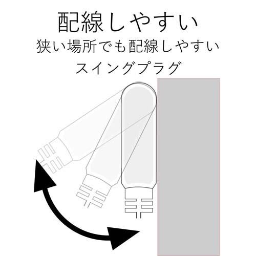 楽天24 ヘルスケア館のエレコム 延長コード 電源タップ 0.1m 2P 1個口 ACアダプタ用電源延長 T-ADR1WHX3(3本入*5セット)【エレコム(ELECOM)】｜アングル3