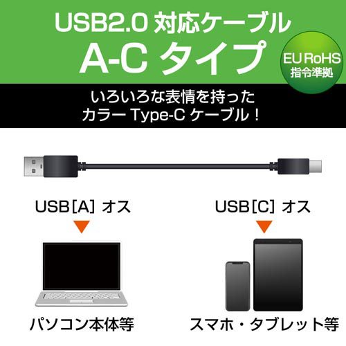 エレコム USB-Cケーブル (A-タイプC) 1.2m ブルーフェイス MPA-FAC12CBU(10本セット)【エレコム(ELECOM)】
