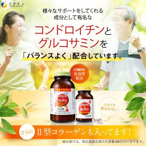ファイン コンドロイチン＆グルコサミン 100日分(150mg*1500粒)【ファイン】[2型コラーゲン ケルセチン 長命草 ふしぶし]