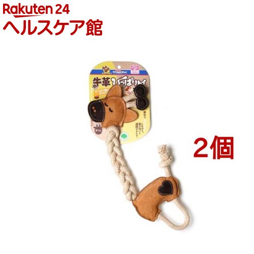 お店TOP＞ペット用品＞犬用品(グッズ)＞犬用おもちゃ・玩具(犬・遊)＞犬のおもちゃ全部＞ドギーマン 牛革ひっぱりトイ きりん (2個セット)【ドギーマン 牛革ひっぱりトイ きりんの商品詳細】●ひっぱり遊びが好きな子に。●なが〜いロープが楽しいきりんのひっぱりトイ。●編み込みロープを噛むことで、遊びながら歯垢も除去。●持ちやすいループ、しっぽ、角がロープで楽しく遊べる。●「持っておいで」のトレーニングにも。●中材にヤシ繊維を使用。●超小型・小型犬対象。【使用方法】(遊び方)・においをかがせたりして興味を持たせてから、そのまま噛ませて遊ばせます。・興味を持ちはじめたら投げて取りに行かせます。投げたおもちゃをくわえて戻ってきたら、ほめてあげましょう。・引っ張りっこをするときは、犬の様子をよく見て、歯に負担をかけすぎないように注意しましょう。また、強く興奮してきたら、おもちゃを取り上げましょう。【ドギーマン 牛革ひっぱりトイ きりんの原材料】本体：牛革中材：ヤシ繊維ロープ：コットン、麻【規格概要】・サイズ(約)：150*400*30(mm)【注意事項】・汚れたときは、水に浸してかたく絞った布で汚れを拭き取ります。よく乾かしてから使用してください。※水洗い不可(素材の特性上、水洗いすると色落ちしたり、硬化するなど風合いが損なわれるおそれがあります)・使用後はすぐに陰干しして、よく乾かします。直射日光を避け、風通しのよい所で保管してください。・熱湯消毒をしたり、漂白剤・シンナー・ベンジン・アルコールなどを使用しないでください。【原産国】インド【ブランド】ドギーマン(Doggy Man)【発売元、製造元、輸入元又は販売元】ドギーマンハヤシこちらの商品は、ペット用の商品です。※説明文は単品の内容です。リニューアルに伴い、パッケージ・内容等予告なく変更する場合がございます。予めご了承ください。・単品JAN：4976555858259ドギーマンハヤシ537-0002 大阪府大阪市東成区深江南1-16-140120-086-192広告文責：楽天グループ株式会社電話：050-5577-5042[犬用品/ブランド：ドギーマン(Doggy Man)/]