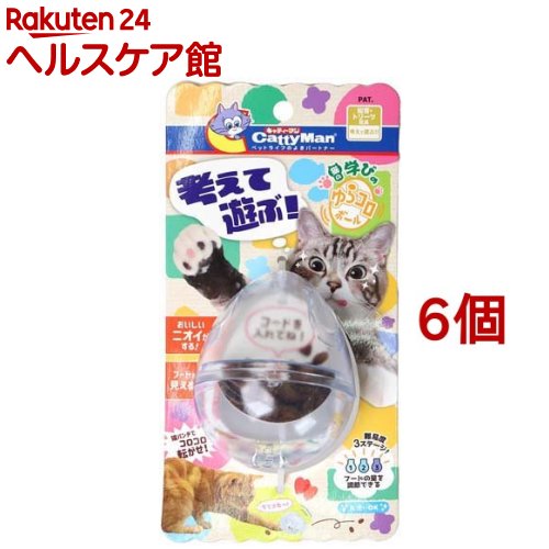 お店TOP＞ペット用品＞猫用品(グッズ)＞猫用おもちゃ・玩具(猫・遊)＞猫用おもちゃ・玩具＞キャティーマン 考えて遊ぶ！ 猫の学びの ゆらコロボール (6個セット)【キャティーマン 考えて遊ぶ！ 猫の学びの ゆらコロボールの商品詳細】●ドライフードやおやつを中に入れて遊ぶ、ねこちゃんが考えて遊ぶ玩具。●卵は軟質素材。●激しく転がしても静か。●中の状態もよく見える。●フードの出口は大きさを選べる。●難易度三段階から選択できる。●透明なので中の様子が見える。●フード出口に隙間があるのでおいしいにおいがする。●丸洗いOK。●たのしくあそんでいつも清潔。【使用方法】取扱説明書の「使用方法」をよく読んで使用する。(1)本体を二つに分解する※最初は分解しやすいよう、ぬるま湯などで温めてください。(2)穴を作る(1〜3か所)ベロを内側に折り込み突起に引っかける。(3)フードを入れるフードを入れ上部をはめ込む。(4)遊ばせる目の前で軽く転がし、おやつが出ることを教えてから、そのまま与えて遊ばせます。【キャティーマン 考えて遊ぶ！ 猫の学びの ゆらコロボールの原材料】合成ゴム【規格概要】・サイズ(約)：65*85*65(mm)【注意事項】・使用後は中性洗剤を含ませたスポンジでやさしく洗い、十分にすすいでください。・よく乾かしてから清潔に保管してください。・ベロに曲がりぐせがついた場合は外側(反対側)に折って、くせを伸ばしてください。・くせが強い場合はお湯(40〜50度程度)につけて、しばらく放置してください。※やけどに注意してください。※60度以上のお湯は使用しないでください。・熱湯消毒をしたり、シンナー、ベンジン、アルコールなどを使用しないでください。【原産国】中国【ブランド】キャティーマン【発売元、製造元、輸入元又は販売元】ドギーマンハヤシこちらの商品は、ペット用の商品です。※説明文は単品の内容です。リニューアルに伴い、パッケージ・内容等予告なく変更する場合がございます。予めご了承ください。・単品JAN：4976555845297ドギーマンハヤシ537-0002 大阪府大阪市東成区深江南1-16-140120-086-192広告文責：楽天グループ株式会社電話：050-5577-5042[猫用品/ブランド：キャティーマン/]