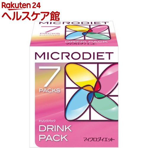 お店TOP＞健康食品＞ダイエットサポート＞ダイエットフード＞ダイエットシェイク＞マイクロダイエット ドリンクミックスパック (7袋入)【マイクロダイエット ドリンクミックスパックの商品詳細】●手軽にキレイになれる！●美味しいから続けられる置き換えダイエット！●1食あたりわずか183kcalと低カロリー●1食分に約50種類もの栄養素が詰まった完全栄養食●植物由来と乳由来の2種類の純度の高い高品質タンパク質を使用●自然な素材本来の風味にこだわり●アミノ酸スコア100【召し上がり方】★アイスシェーカーに350-400ccの水を入れ、マイクロダイエットの封を切り全量をシェーカーに入れます。シェーカーのふたをしっかり閉め、翌シェークします。★ホット大き目のコップ(500cc程度入るもの)を準備し、お湯100cc程度入れます。マイクロダイエットの封を切り、全量を加えスプーンなどで練るように溶かします。200-250ccのお湯を少しずつ注ぎながら、よくかき混ぜます。【セット詳細】・ココア(51g)1袋、コーヒー(53g)1袋、ミルクティー(51g)1袋、抹茶(50g)1袋、ストロベリー(52g)1袋、ベリーミックス(50g)1袋、オレンジ(52g)1袋【アレルギー物質】★ココア／コーヒー／ミルクティー／抹茶／ストロベリー：乳成分・大豆★ベリーミックス：乳成分・大豆・卵・りんご★オレンジ：乳成分・大豆・卵・オレンジ【保存方法】・高温、多湿及び直射日光を避けて保管してください。【原産国】日本【ブランド】マイクロダイエット【発売元、製造元、輸入元又は販売元】サニーヘルスリニューアルに伴い、パッケージ・内容等予告なく変更する場合がございます。予めご了承ください。サニーヘルス380-0911 長野県長野市稲葉1661番地0120-766-682広告文責：楽天グループ株式会社電話：050-5577-5042[ダイエット食品/ブランド：マイクロダイエット/]