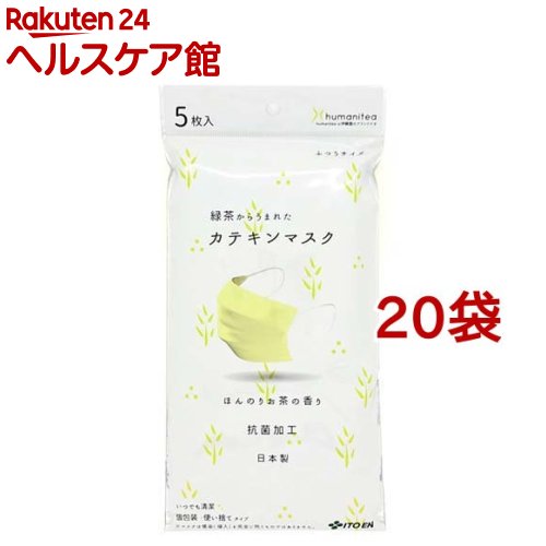 伊藤園 カテキンマスク 抗菌 不織布 個包装 5枚入*20袋セット 【伊藤園】
