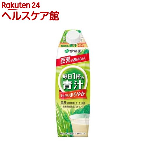 伊藤園 ごくごく飲める 毎日1杯の青汁 まろやか豆乳ミックス 屋根型紙パック 1L*6本入 【毎日1杯の青汁】