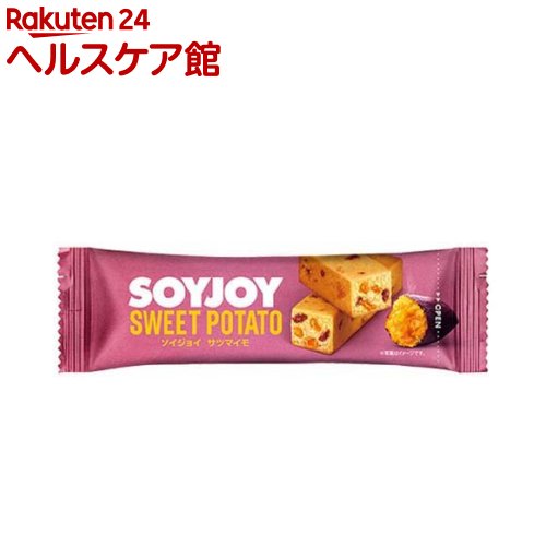 お店TOP＞健康食品＞ダイエットサポート＞ダイエットフード＞ダイエットバー＞SOYJOY(ソイジョイ) サツマイモ (30g*12本入)【SOYJOY(ソイジョイ) サツマイモの商品詳細】●小麦粉を使わず栄養豊富な大豆をまるごと粉にして使用。●ボロボロこぼれず、食べる時に音もしないので食べやすい。携帯・保存に便利。●低GI食品。●グルテンフリー(米国FDA基準)。●食物繊維たっぷり。●サツマイモを使用した濃厚な味わいに、パパイヤ、レーズン、オレンジなど素材のゴロッとした食感と酸味がアクセント。【品名・名称】菓子【SOYJOY(ソイジョイ) サツマイモの原材料】大豆粉(国内製造)、マーガリン、パパイヤ加工品、レーズン、卵、アーモンドパウダー、アガベシロップ、イヌリン、難消化性デキストリン、さつまいも加工品、さつまいもペースト、さつまいもパウダー、オレンジ加工品、脱脂粉乳、食塩／香料【栄養成分】1本(30g)当たりエネルギー：135kcal、タンパク質：4.3g、脂質：7.6g(飽和脂肪酸：2.1g、トランス脂肪酸：0g)、コレステロール：4〜9mg、炭水化物：14.6g(糖質：10.0g、食物繊維：4.6g)、食塩相当量：0.06〜0.14g大豆イソフラボン：19mg【アレルギー物質】(28品目中)卵、乳成分、大豆、アーモンド、オレンジ【保存方法】高温をさけ、涼しい場所に保存してください。【注意事項】・開封後は早くお召し上がりください。※本品はピーナッツを含む製品と共通の設備で製造しています。【原産国】日本【ブランド】SOYJOY(ソイジョイ)【発売元、製造元、輸入元又は販売元】大塚製薬商品に関するお電話でのお問合せは、下記までお願いいたします。受付時間9：00-17：00(土・日・祝日、休業日を除く)飲料、食品、サプリメント：0120-550-708エクエル：0120-008018化粧品、医薬部外品：03-3293-3212輸液、ラコール、ツインライン、メディカルフーズ(OS-1、エンゲリード、GFO等)につきましては、株式会社大塚製薬工場 0120-872-873(受付時間9：00-17：30(土・日、祝日、当社休業日を除く)までお問合せください。リニューアルに伴い、パッケージ・内容等予告なく変更する場合がございます。予めご了承ください。大塚製薬101-8535 東京都千代田区神田司町2丁目9番 ※お問合せ番号は商品詳細参照広告文責：楽天グループ株式会社電話：050-5577-5042[ダイエット食品/ブランド：SOYJOY(ソイジョイ)/]