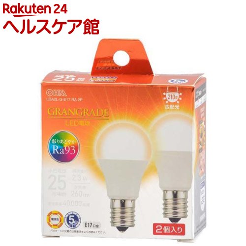 LED電球 小形 E17 25形相当 電球色(2個入)