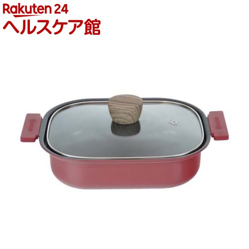 お店TOP＞ホーム＆キッチン＞鍋・フライパン＞鍋＞卓上鍋＞1台5役 マルチな深型 卓上 クックタブ IH対応テーブルポット18*23cm レッド RB-2860 (1個)【1台5役 マルチな深型 卓上 クックタブ IH対応テーブルポット18*23cm レッド RB-2860の商品詳細】●普段使いにちょうどいい、マルチに使える深型タイプ●焼く・煮る・炒める・茹でる・揚げるの1台5役！●収納しやすい角型タイプ●内面はこびりつきにくく、金属ヘラ(お玉)が使えるふっ素樹脂加工●IHクッキングヒーターでもガスコンロでも使えます●中の様子を確認できるガラス蓋●ハンドル＆つまみは触り心地の良いシリコーンコーティング●滑りにくいシリコーンハンドルカバー【規格概要】商品サイズ：約W320*D210*H120mm重量：約1100g満水容量：約2.7L材質：本体：アルミニウム合金、底面：ステンレス鋼、内面：ふっ素樹脂加工(シルクウェアEL)、外面：焼付け塗装、蓋：強化ガラス【原産国】中国【発売元、製造元、輸入元又は販売元】和平フレイズリニューアルに伴い、パッケージ・内容等予告なく変更する場合がございます。予めご了承ください。和平フレイズ959-1292 新潟県燕市物流センター2-160256-66-8511広告文責：楽天グループ株式会社電話：050-5577-5042[調理器具]