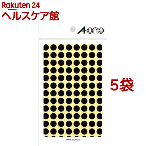 エーワン カラーラベル 丸型 9mmφ 黒 07009(14シート入*5袋セット)